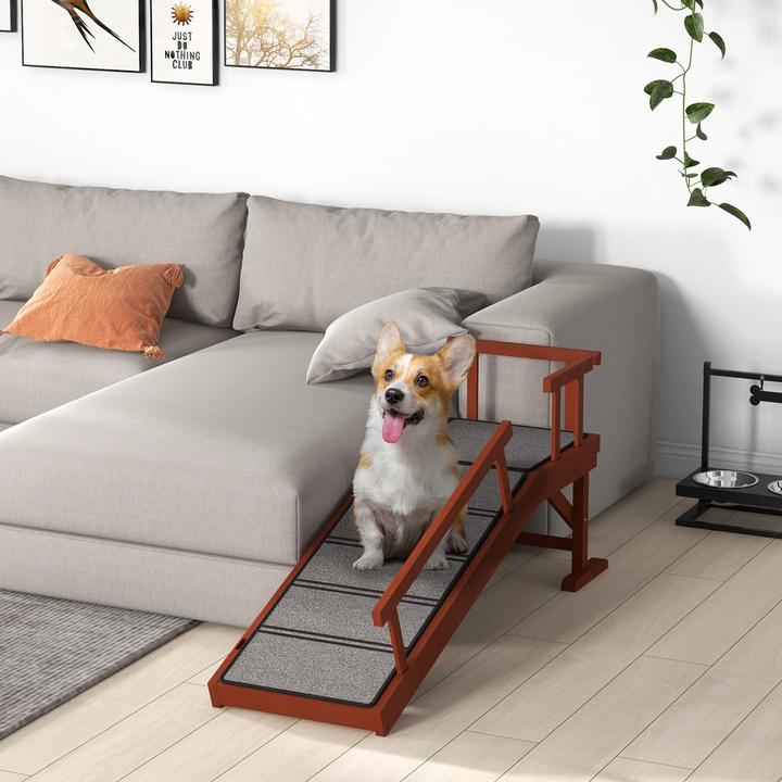 Actual product image PawHut Haustier-Rampe Kiefernholz, Polyester Braun (Dog)