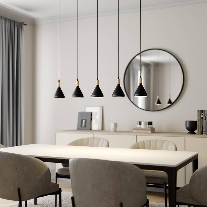 Produktbild Lindby Arina Pendelleuchte Black/Wood (E14, 400 lm)