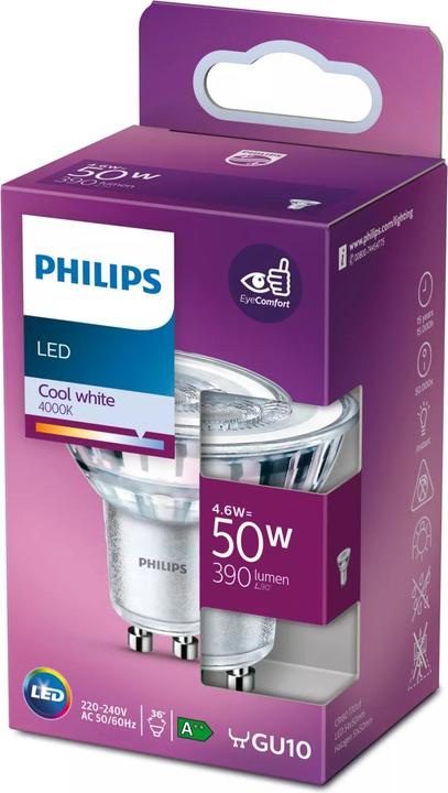 Image du produit Philips LED CLASSIC 50W GU10 CW 36D RF ND 1PF/12 (GU10, 4.60 W, 390 lm, 1 x, F)