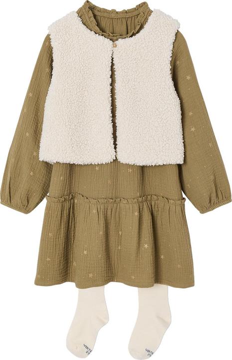 Produktbild Vertbaudet Mädchen-Set: Kleid, Weste und Strumpfhose (128)