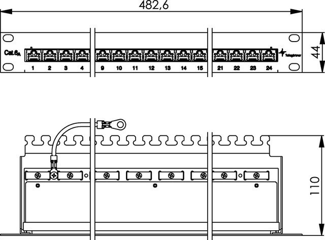 Produktbild Telegärtner MPP24-HS K Patch Panel Shield Cat6A Grey