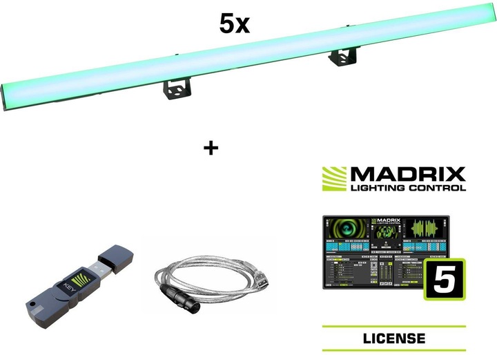 Immagine prodotto Eurolite Set 5x LED PR-100/32 Pixel DMX Rail + Madrix Software
