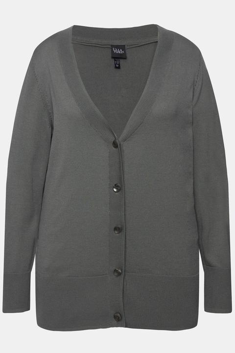 Produktbild Ulla Popken Strickjacke, V-Ausschnitt, Knopfleiste, Feinstrick (50, 52)