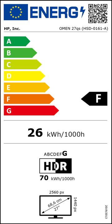 Label énergétique HP 27qs (2560 x 1440 pixels, 27")
