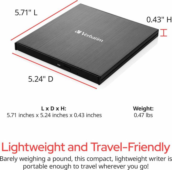 Immagine prodotto Verbatim Slimline (Masterizzatore Blu-ray, Unità Blu-ray, Masterizzatore CD, Unità CD, Masterizzatore DVD, Unità DVD)