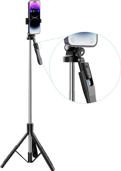 Produktbild xO Selfie-Stick Bluetooth-Stativ SS15 schwarz 180cm