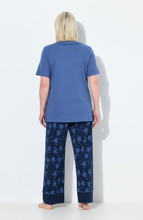 Produktbild Ulla Popken Pyjama, Blüten, V-Ausschnitt, Halbarm (58)