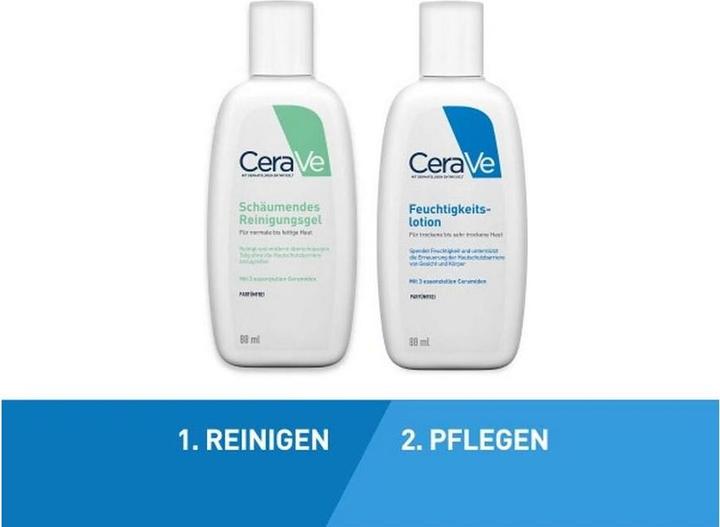 Produktbild CeraVe Feuchtigkeitslotion: Körperlotion für trockene bis sehr trockene Haut für Gesicht und Körper (Körpercreme, 88 ml)