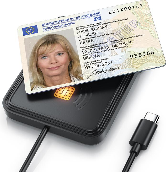 CSL Chipkartenleser, SmartCard Reader USB C, NFC, SIM Kartenlesegerät, Personalausweis, Bankkarten uvm. (USB-C)