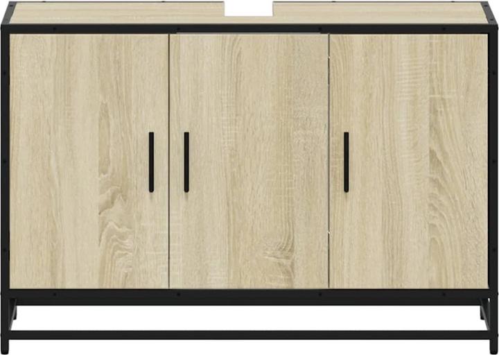 Produktbild VidaXL Waschbeckenunterschrank Sonoma-Eiche 90x33x60 cm Holzwerkstoff (90 x 33 x 60 cm)