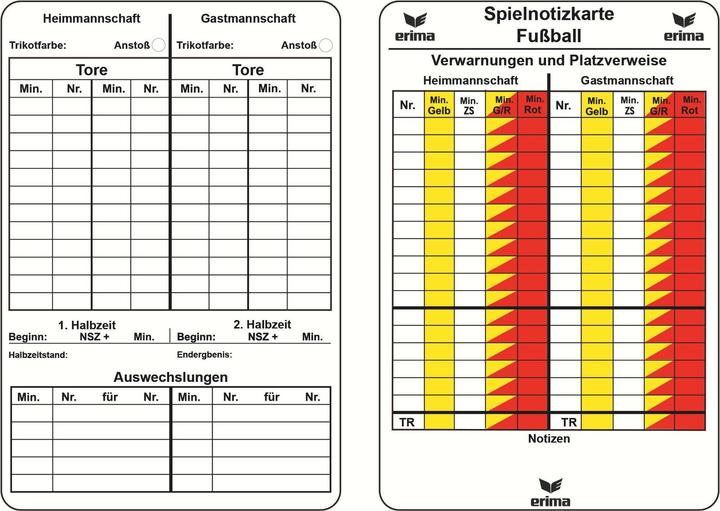 Produktbild Erima Spielnotizkarten Fussball