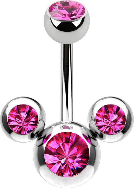 Immagine prodotto Star Piercing Topolino in argento con cristalli rosa (senza ottone, Acciaio chirurgico 316L)