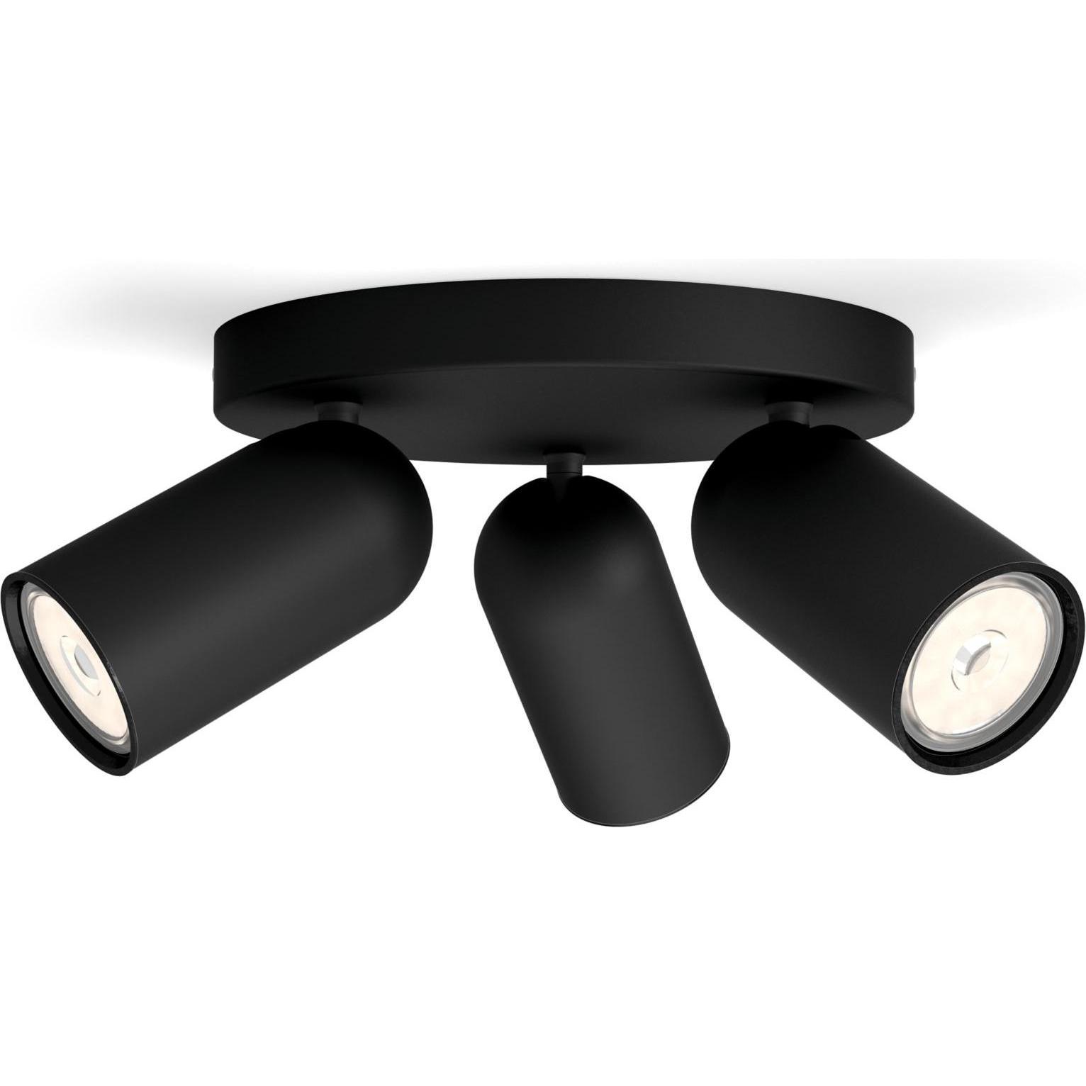 Philips, Wandleuchte + Deckenleuchte, Pongee opbouwspot - 3-lichts - zwart (GU10)