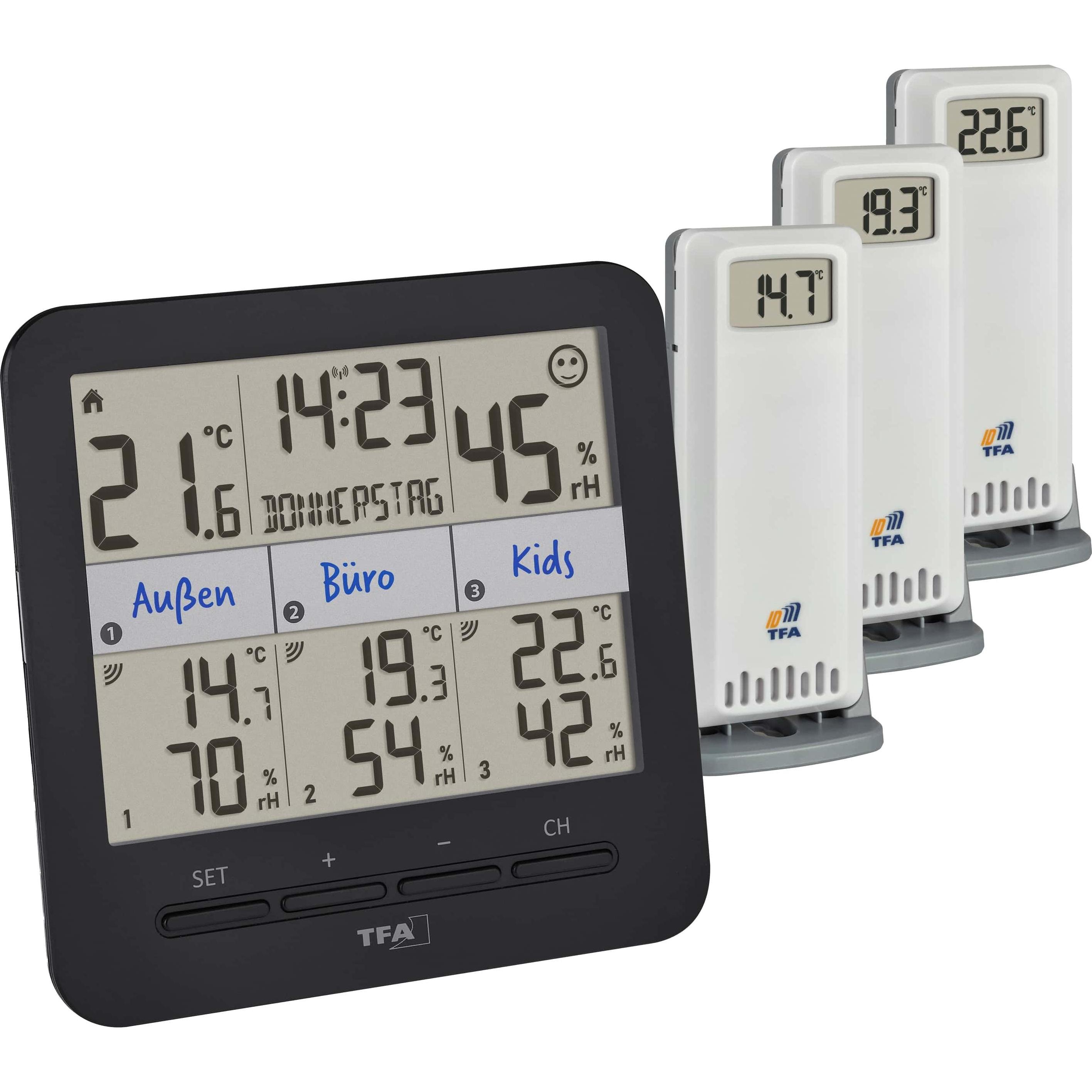 Thumbnail - TFA Funk-Thermo-Hygrometer, Thermometer + Hygrometer, Schwarz