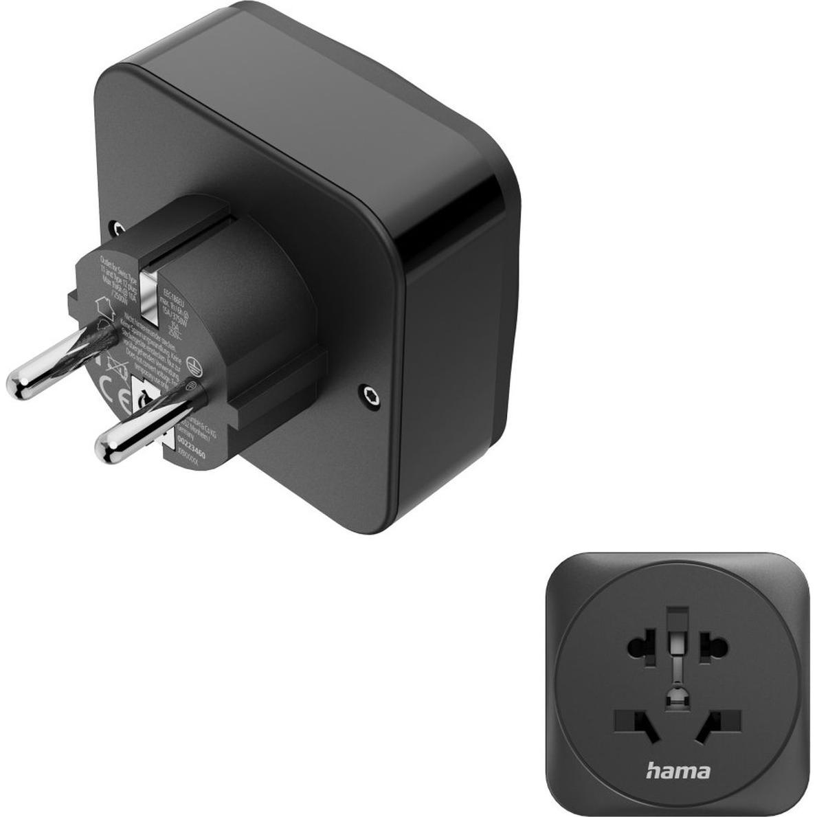 Hama, Adattatore da viaggio, Reiseadapter Typ E/F, 3-polig, Welt nach EU, 1x USB-C, 1x USB-A, PD, 20W, S