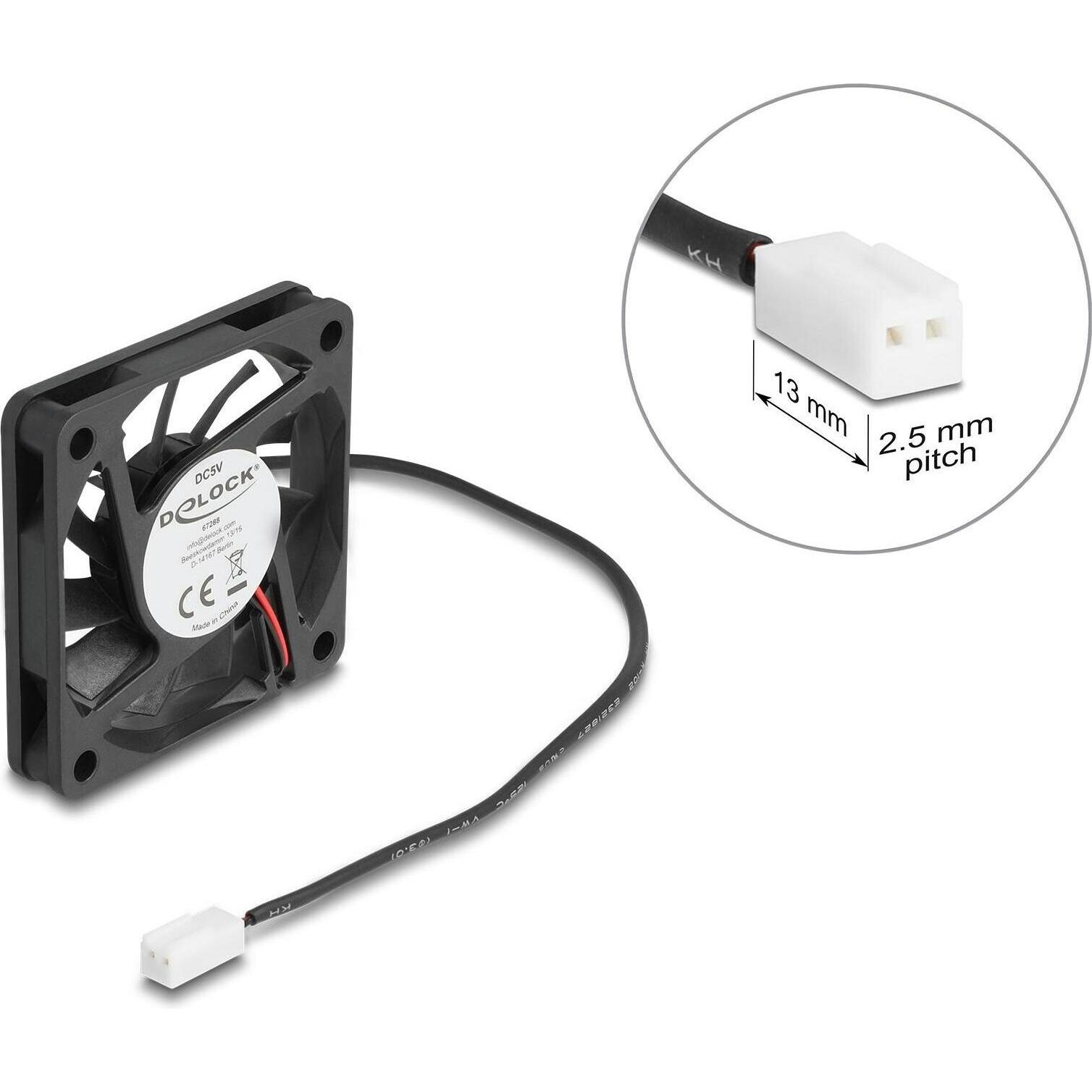 Delock Axiallüfter 5 V DC, 60 x 60 x 10 mm schwarz (60 mm, 1 x), Ventola PC, Nero