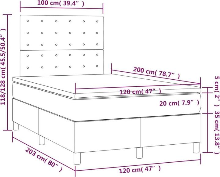 Image du produit vidaXL Boxspringbett (120 x 200 cm)