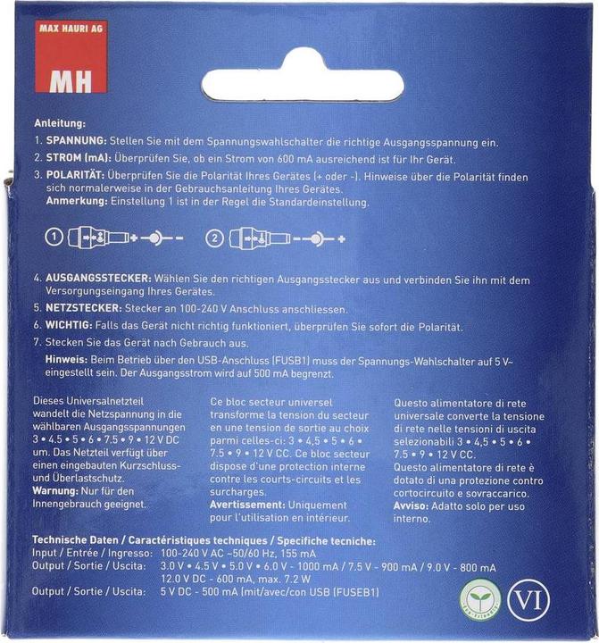 Produktbild Max Hauri Universal-Steckernetzgerät