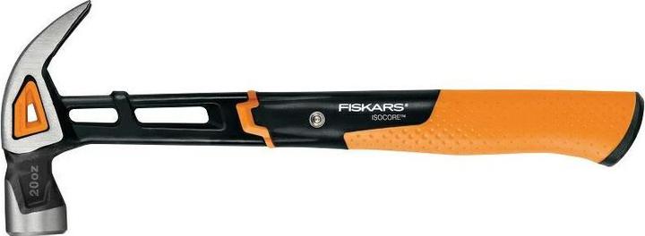 Fiskars Universal hammer IsoCore M with curved claw, length: 34 cm, weight: 884 g, black/orange (884 g)