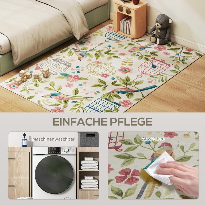 Produktbild Homcom Teppich Polyester Cremeweiss+Rosa (200 x 140 cm)