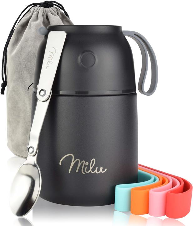 Milu Lunchbox-Set grau 450ml, schwarz