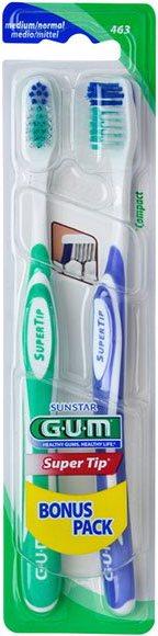 Actual product image GUM SUNSTAR SUPER TIP Zahnbürste compact medium Duo (1 x)