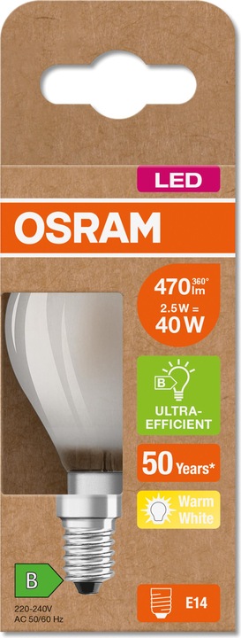 Actual product image Osram OSR LEDFil Drop Ultra 2.5W (E14, 2.50 W, 470 lm, 1 x, B)