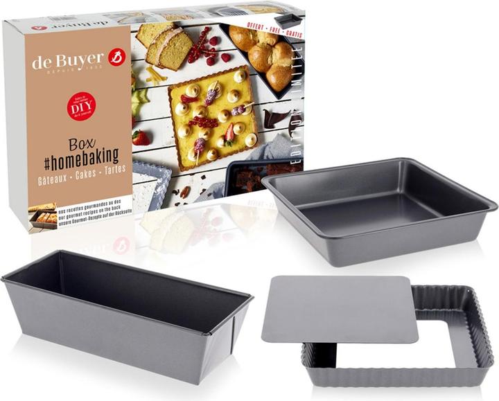 Image du produit de Buyer Set de 3 #HOMEBAKING : LES MOULES A GATEAUX, 30x10cm, 23x23cm (30 cm)