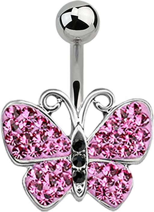 Immagine prodotto Star Piercing Banana argento Farfalla rosa (senza ottone, Acciaio chirurgico 316L)