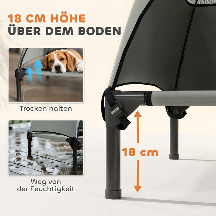 Produktbild Swisshandel24 Hundeliege Outdoor mit Dach, Erhöhtes Hundebett für Grosse Hunde, 91 x 76 x 90 cm, Hellgrau (Hund)