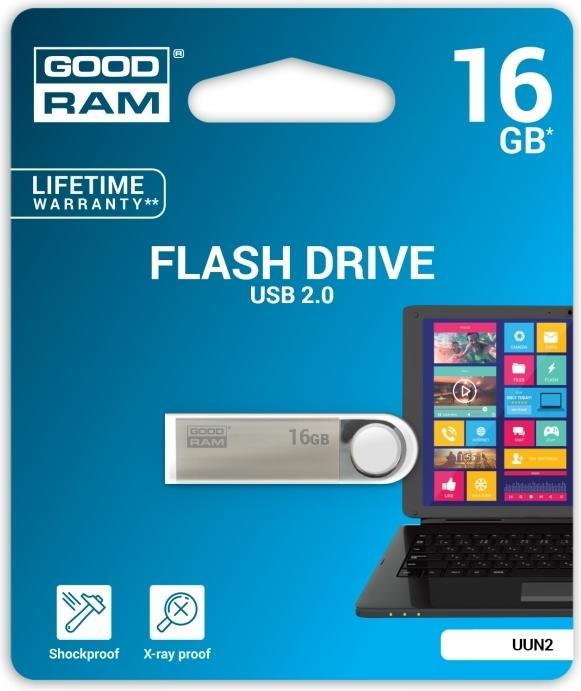 Produktbild Goodram 16GB USB 2.0 - 16 GB - USB Typ-A - 2.0 - 20 MB/s - Drehring - Schwarz - Silber (16 GB, USB-A)