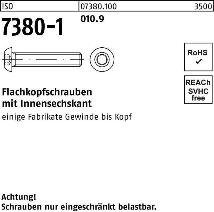 Produktbild Flachkopfschraube ISO 7380-1 m.Innensechskant M 6 x 10 010.9 (500 Schrauben pro Stück)
