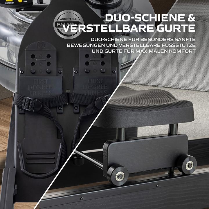 Produktbild Fluid Rower Apollo Plus Black Wasser Rudergerät Dual Rail