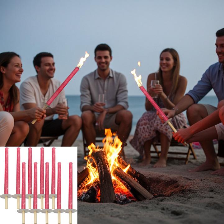 Image du produit Ströbel Lot de 10 torches à cire avec poignée en bois et disque de protection de la main, durée de