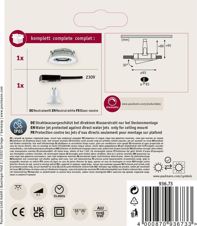 Produktbild Paulmann Einbauleuchte Nova Plus (470 lm, GU10)