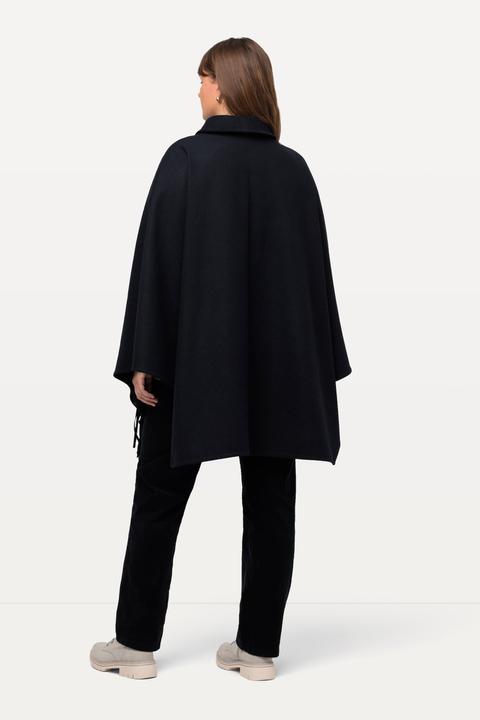 Actual product image Ulla Popken Fringed Hem Wool Blend Poncho (50, 52, 54, 56)