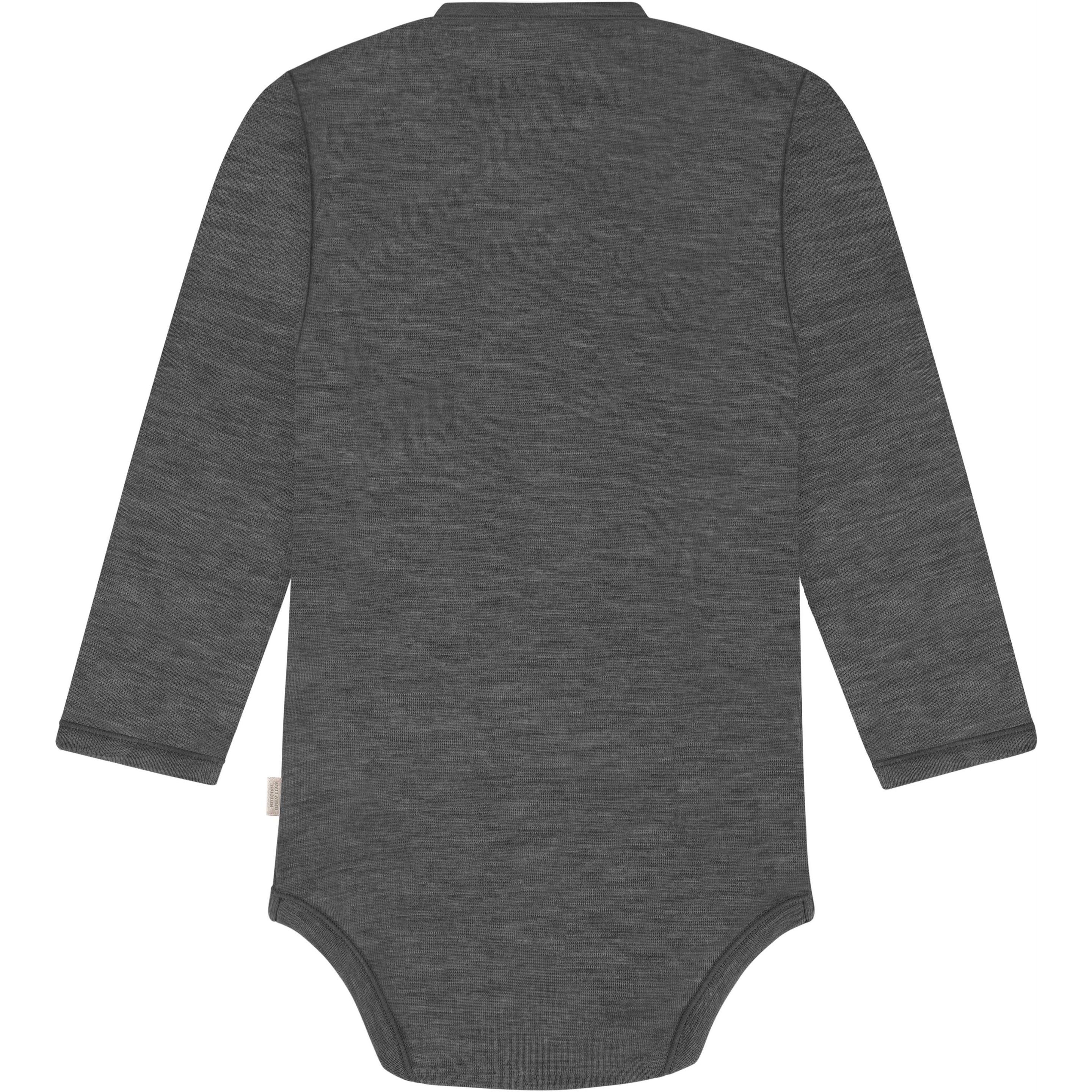 Thumbnail - Normani, Herren, Body, Merino Baby-Body langärmeliger Wickelbody aus Merinowolle - 9341, Grau, (86)