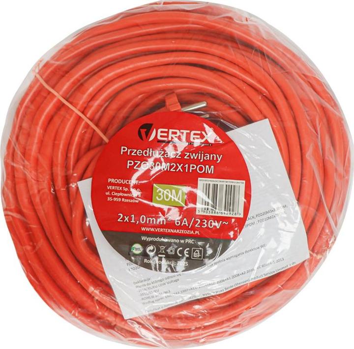 Actual product image Vertex Przedłużacz zwijany 30m PZO30M2x1 0mm (30 m, CEE 7/4)