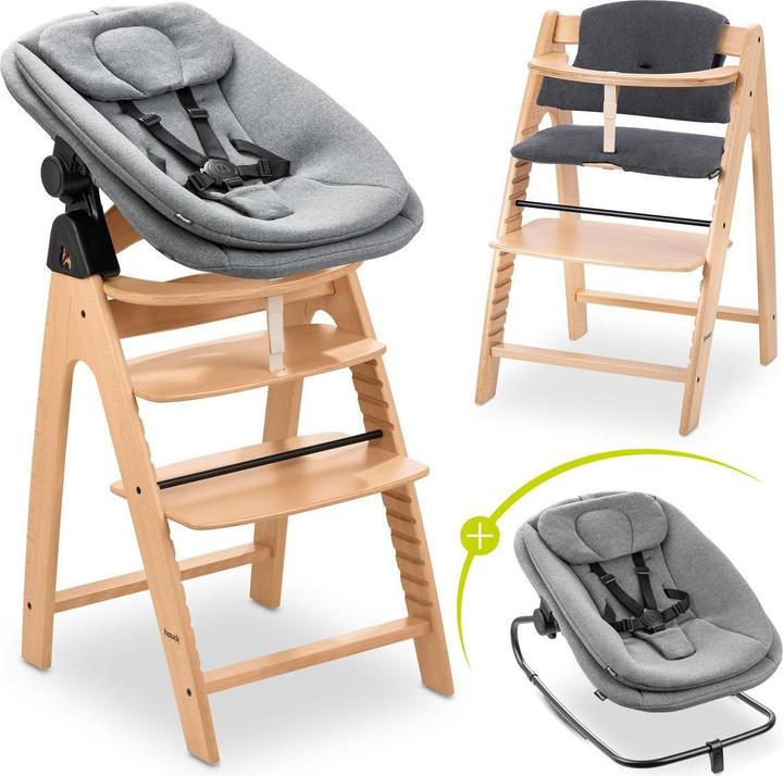 Hauck Hochstühle Arketa Beech 4-tlg. Newborn Set - Hochstuhl (Seggiolone per scale)
