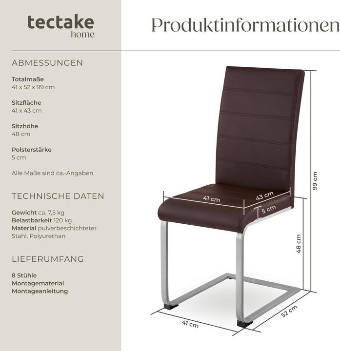 Immagine prodotto tectake 8 Esszimmerstühle Schwingstühle