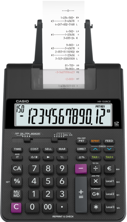Actual product image Casio Hr-150rce (Batteries, Electrical connection)