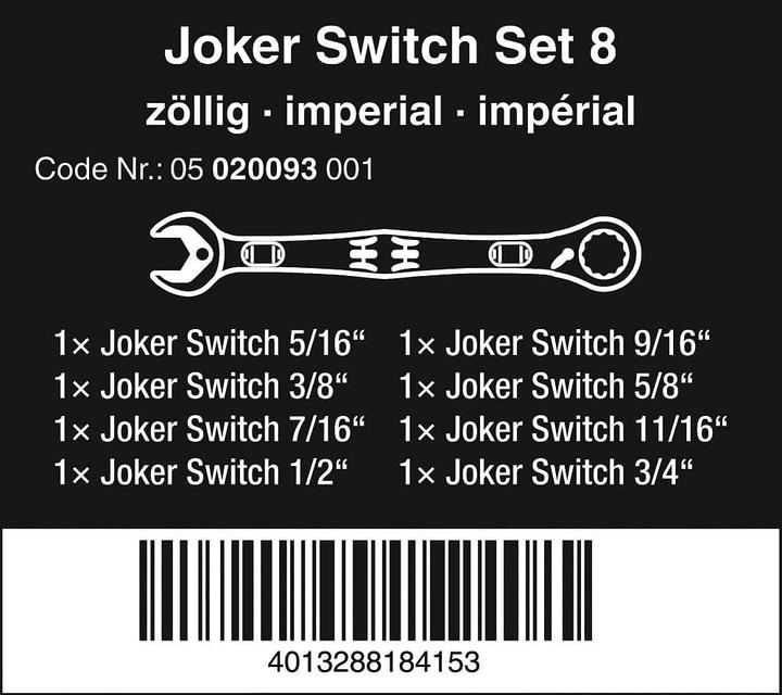 Productafbeelding Wera Joker schakelaar keizerlijke set (1/2", 11/16", 3/4", 3/8", 5/16", 5/8", 7/16", 9/16")