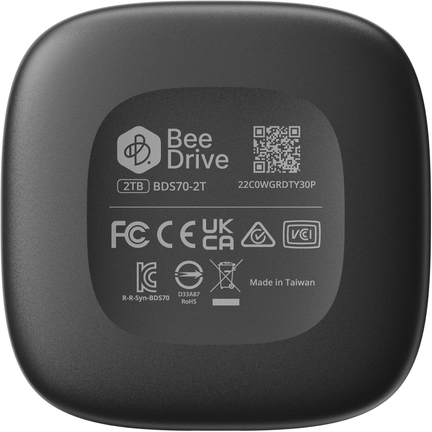 Synology BeeDrive Portable Ssd 2Tb (2 TB), Externe SSD, Schwarz