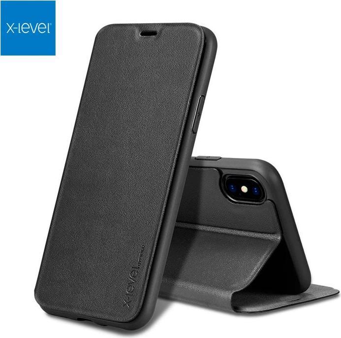 Produktbild X-Level Huawei P30 Lite - FIBColor Flip Etui, Kunstleder, 360° Rundumschutz, Schwarz (Huawei P30 Lite)