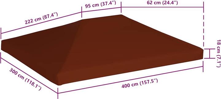 Produktbild vidaXL Pavillondach 310 g / m² 3x4 m Terrakotta (400 cm, 300 cm)