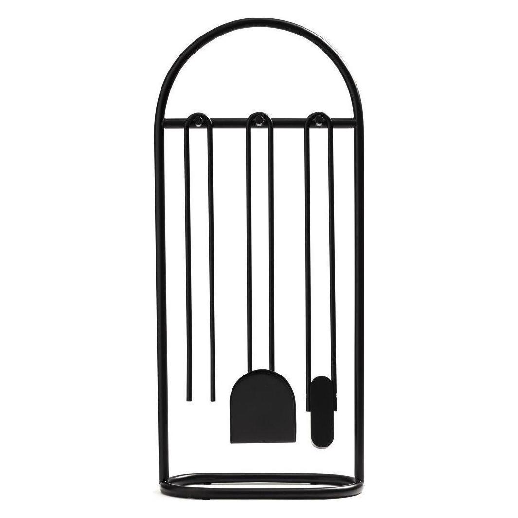 Born in Sweden, Accessori per camino, Kaminbesteck aus schwarzem pulverbeschichtetem Stahl, 3-tlg.