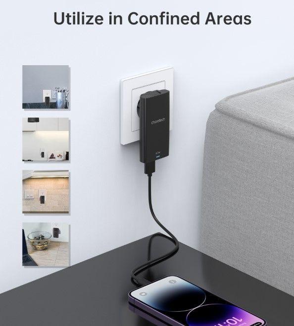 Image du produit Choetech Chargeur rapide USB-C et USB-A GaN (65 W, 2 ports)