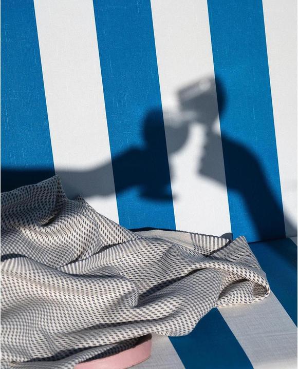 Image du produit Urbanara Strandtuch Bolu 95 x 180 cm, Graublau / Naturweiss (95 x 180 cm)