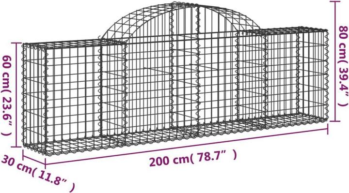 Immagine prodotto vidaXL Gabionen mit Hochbogen 9 Stk. 200x30x60/80 cm Verzinktes Eisen