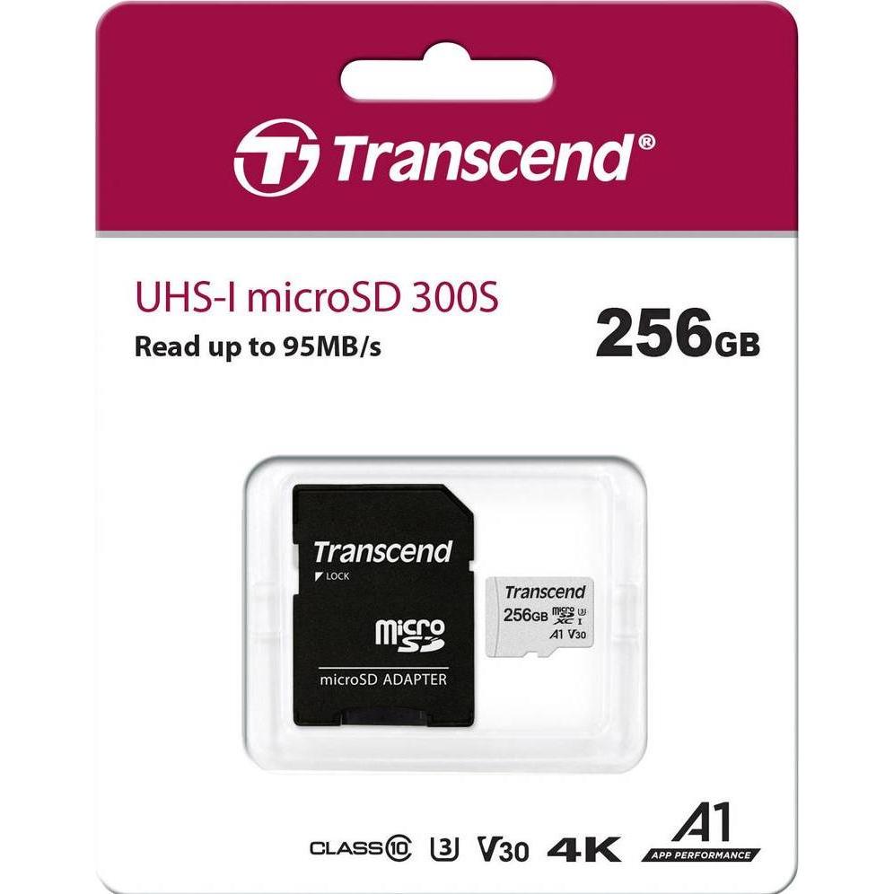 Thumbnail - Transcend 300S (256 GB, microSDXC, U3, UHS-I), Speicherkarte, Silber
